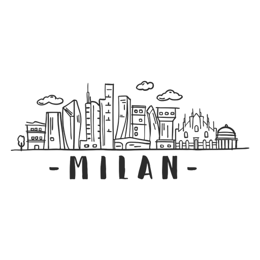 Milan skyline doodle sticker PNG Design