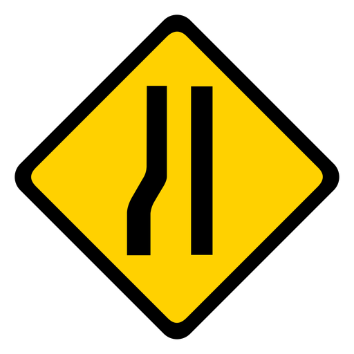 Narrowing left rhomb warning flat PNG Design