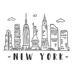 New York Statue Of Liberty Empire State Building Skyline Sticker PNG ...