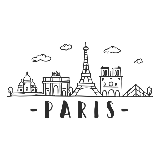 Paris Skyline Doodle Aufkleber PNG-Design