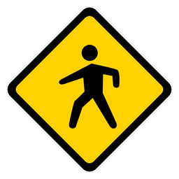 Plano de advertencia de rombo de paso de peatones