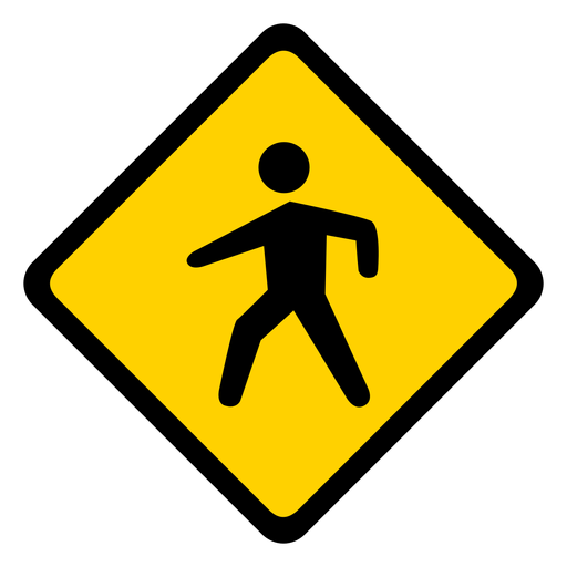 Pedestrian crossing rhomb warning flat