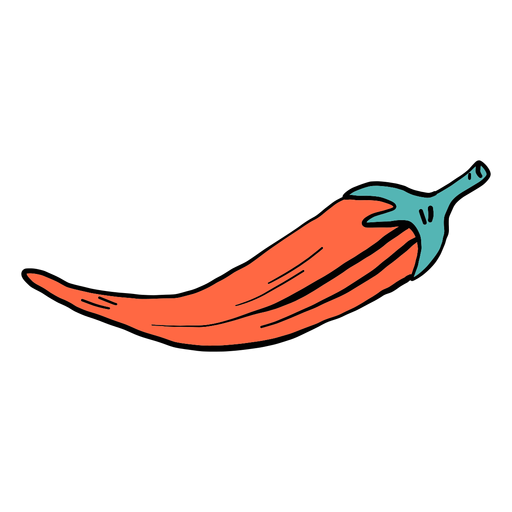 Pepper Chili Color Color Boceto Diseño PNG