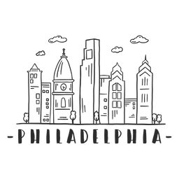 Philadelphia cathedral church sky scraper skyline sticker PNG Design