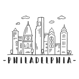 Philadelphia Kathedrale Kirche Wolkenkratzer Skyline Aufkleber PNG-Design Transparent PNG