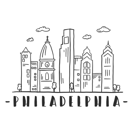Philadelphia Kathedrale Kirche Wolkenkratzer Skyline Aufkleber PNG-Design
