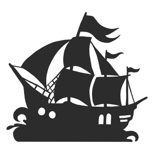 Silueta de barco pirata Diseño PNG