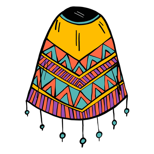 Bosquejo de color de flecos de poncho Diseño PNG