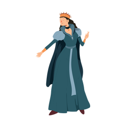 Princess queen crown dress necklace cloak illustration PNG Design