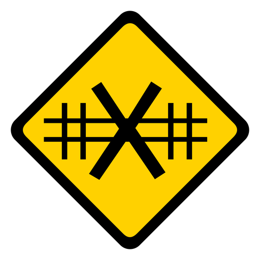 Railroad crossing rhomb warning flat - Transparent PNG & SVG vector file