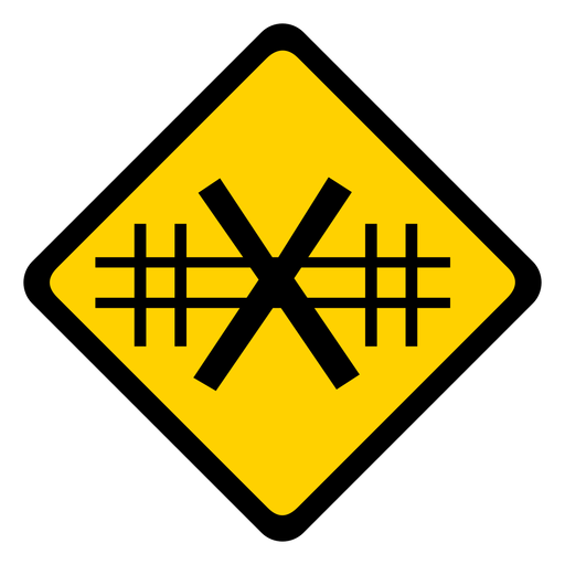 Railroad crossing rhomb warning flat PNG Design