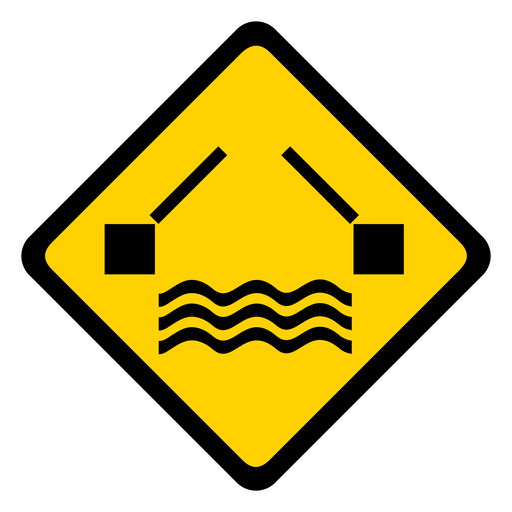 River water bridge rhomb warning flat