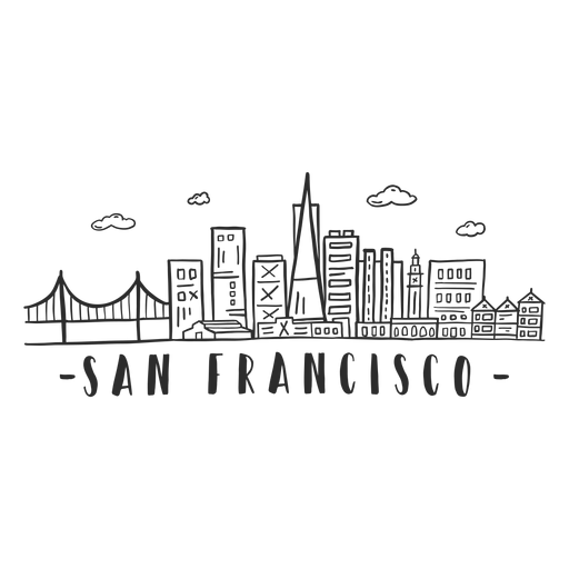 San francisco bridge sky scraper skyline sticker PNG Design