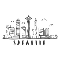 Seattle television tower skyline sticker PNG Design