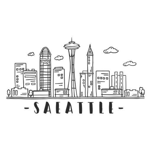 Skyline-Aufkleber des Fernsehturms von Seattle PNG-Design