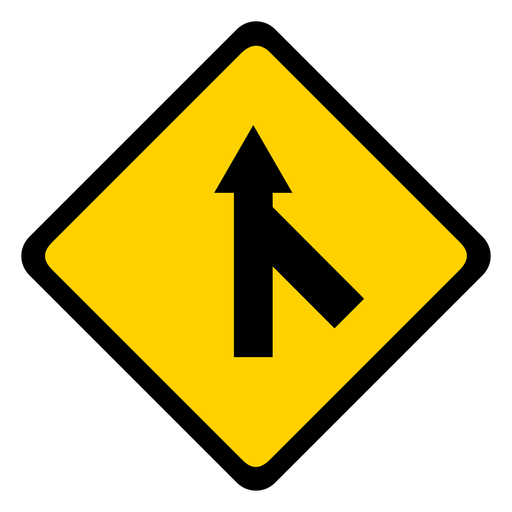 Side road arrow rhomb warning flat PNG Design