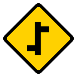 Side road right left rhomb warning flat PNG Design Transparent PNG