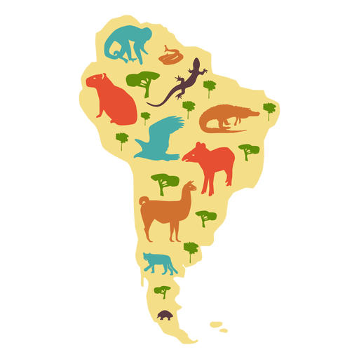 Südamerika illustrierte Karte PNG-Design