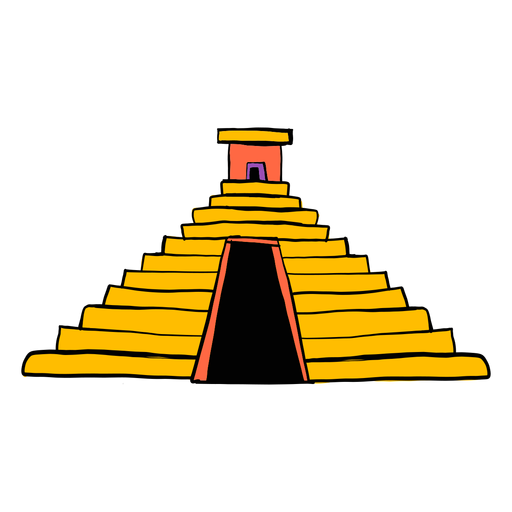 Bosquejo de color azteca de la pir?mide del templo Diseño PNG