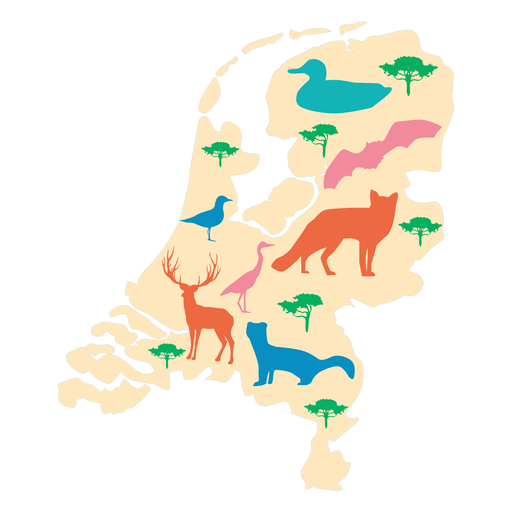 Die Niederlande illustrierte Karte PNG-Design