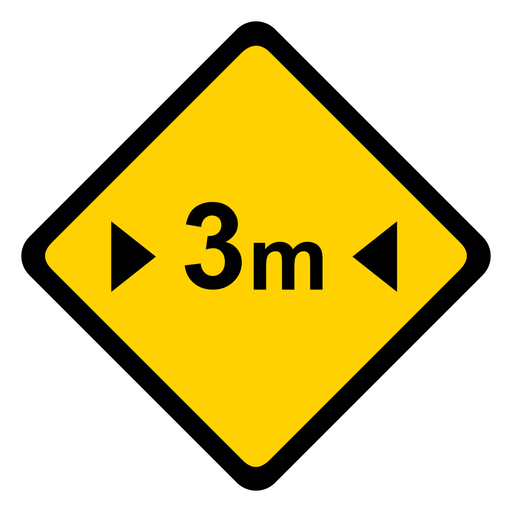 Three metres three meters width rhomb warning flat PNG Design