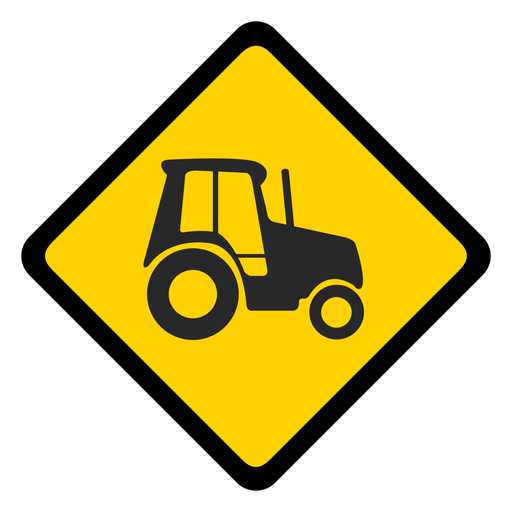 Tractor advertencia rombo plana Diseño PNG
