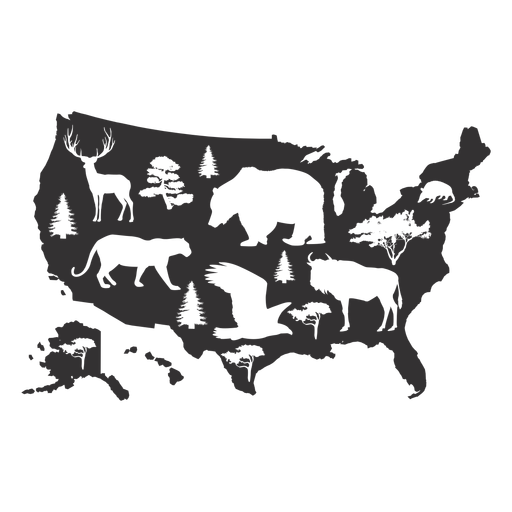 Usa animal map silhouette PNG Design