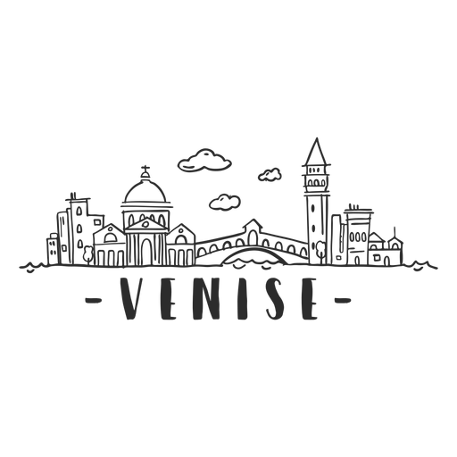 Venise skyline doodle pegatina Diseño PNG