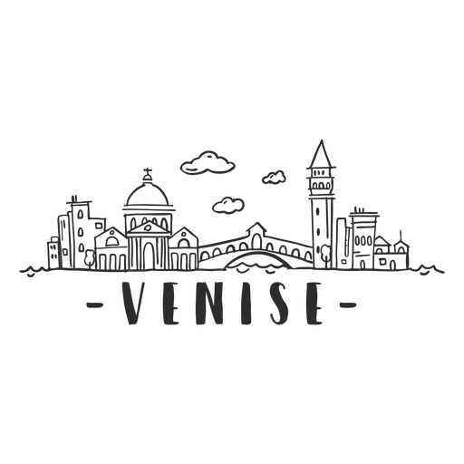 Venise skyline doodle sticker PNG Design