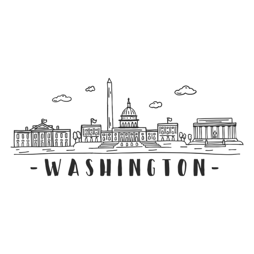 Adesivo de skyline de monumento de casa branca de Washington Desenho PNG