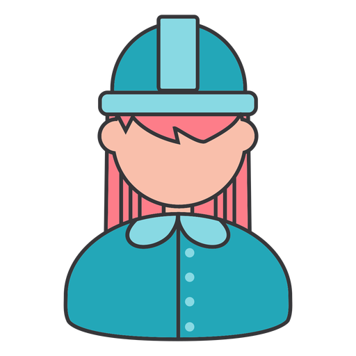 Woman builder helmet button foreman manager flat PNG Design