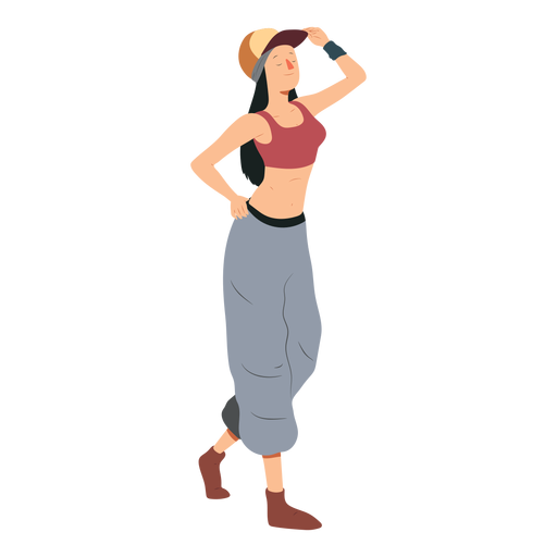 Raper mujer personaje de hip hop. Diseño PNG