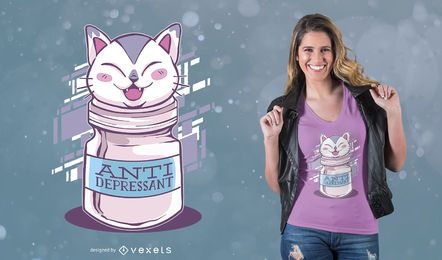 Design anti-depressivo de t-shirt para gatos