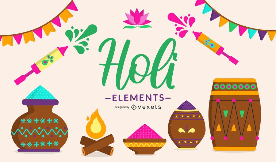 Holi Festival Elements Ilustração Holi Festival Elements Ilustração