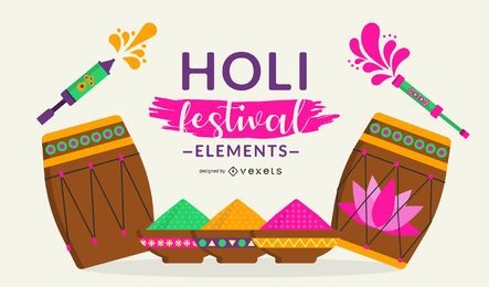 Holi Festival Elements Design