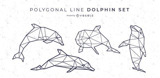 Línea poligonal de diseño de delfines. Línea poligonal de diseño de delfines.