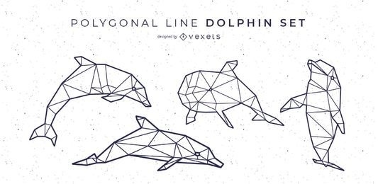 Polygonal Line Dolphin Design                  