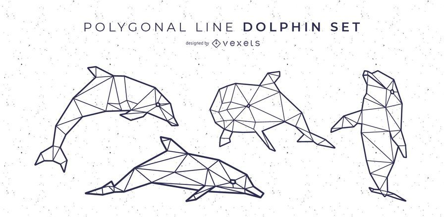 Línea poligonal de diseño de delfines. Línea poligonal de diseño de delfines.