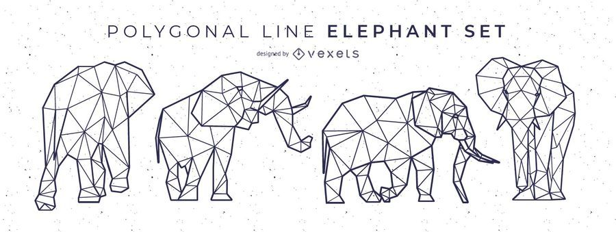 Polygonal Line Elephant Design Polygonal Line Elephant Design