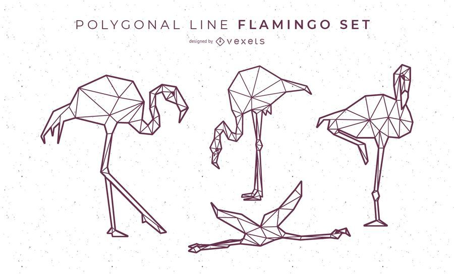Polygonale Linie Flamingo Design Polygonale Linie Flamingo Design