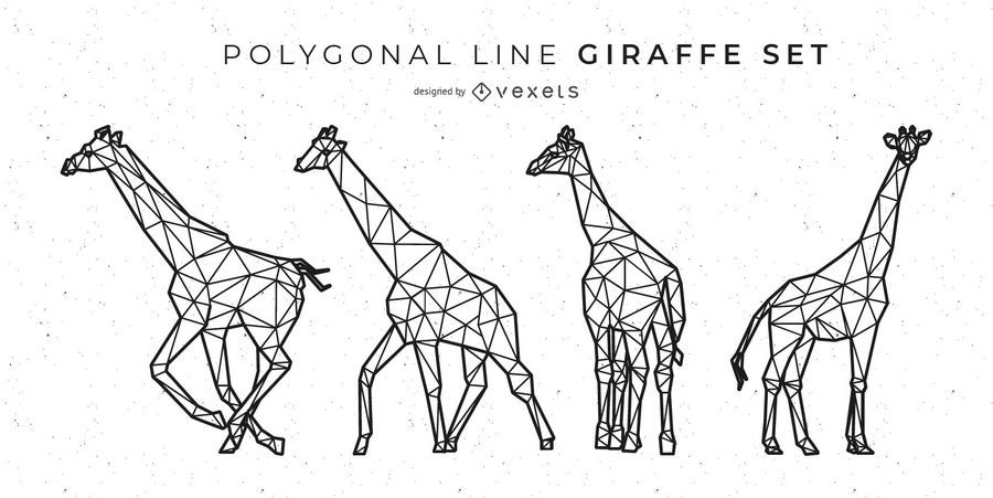Polygonal Line Giraffe Set Polygonal Line Giraffe Set