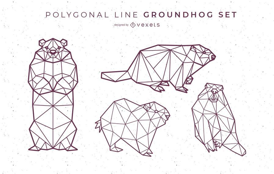 Polygonal Line Groundhog Design Polygonal Line Groundhog Design