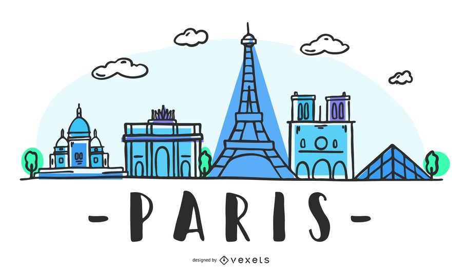Paris Skyline Hand Drawn Design Paris Skyline Hand Drawn Design