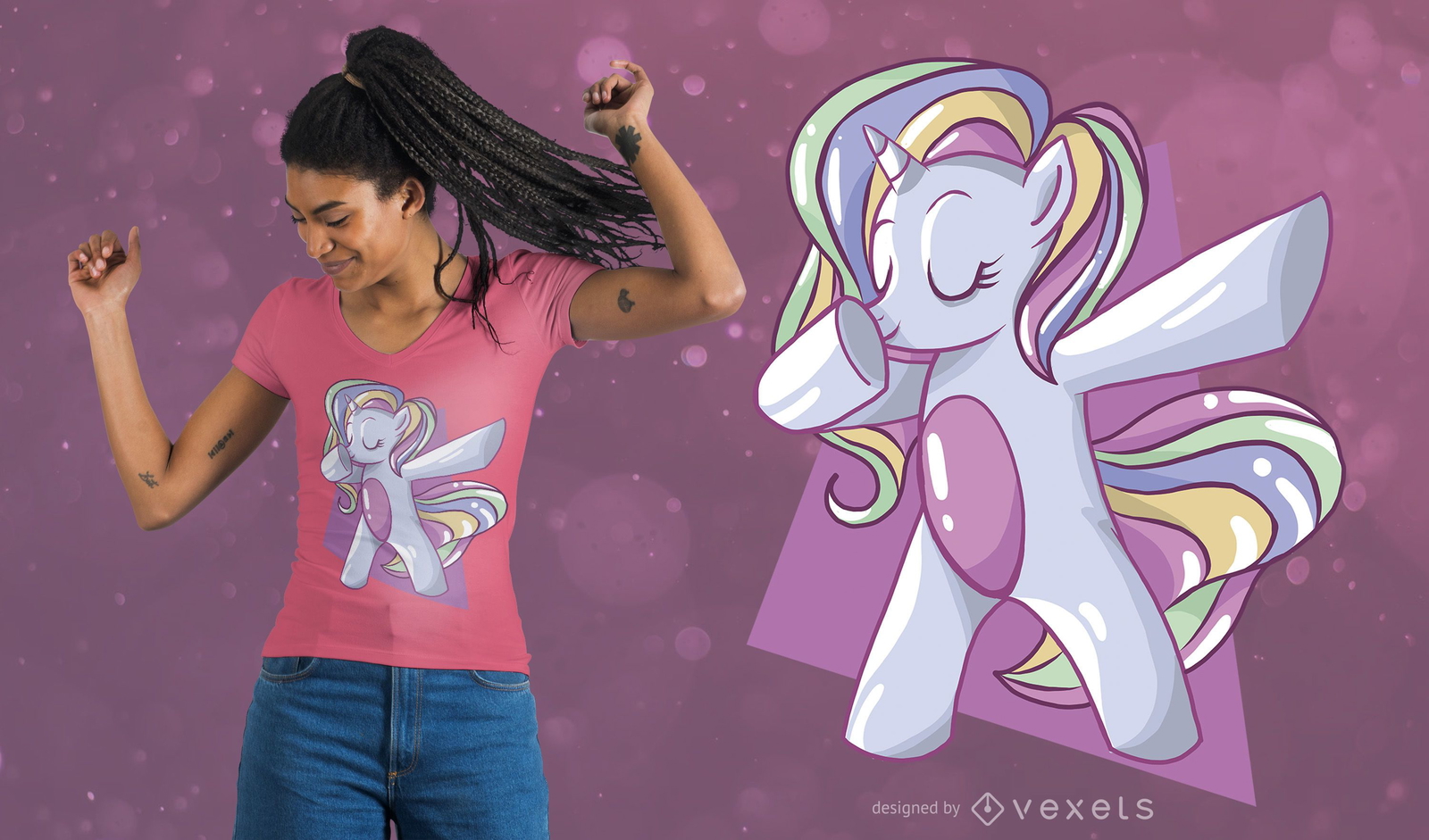 Diseño de camiseta de unicornio arcoíris