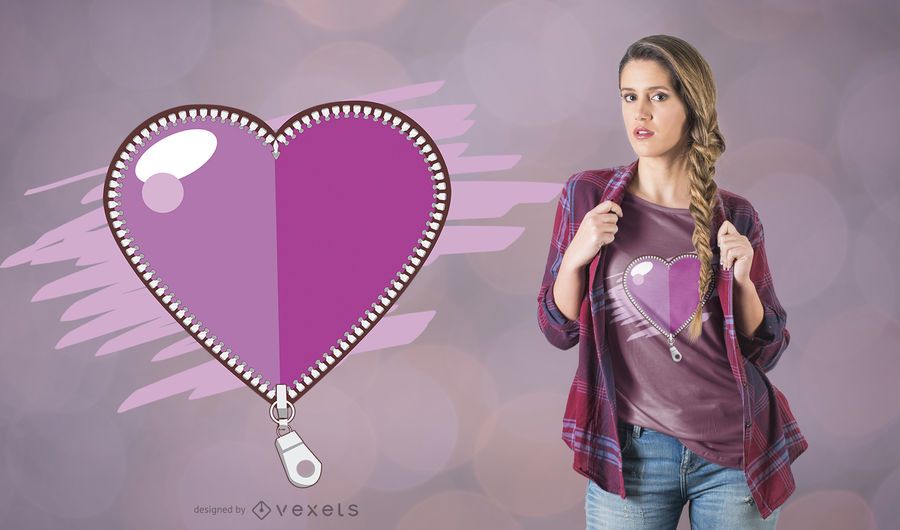 Zipper Heart Teens T-Shirt Design Zipper Heart Teens T-Shirt Design