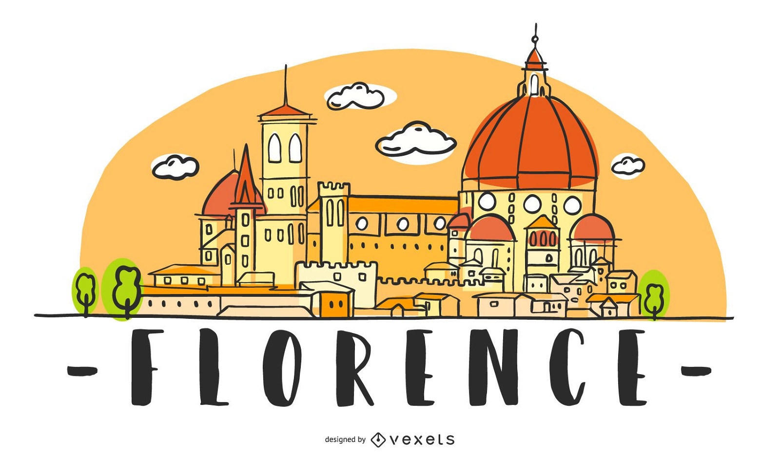 Ilustração do horizonte de Florença