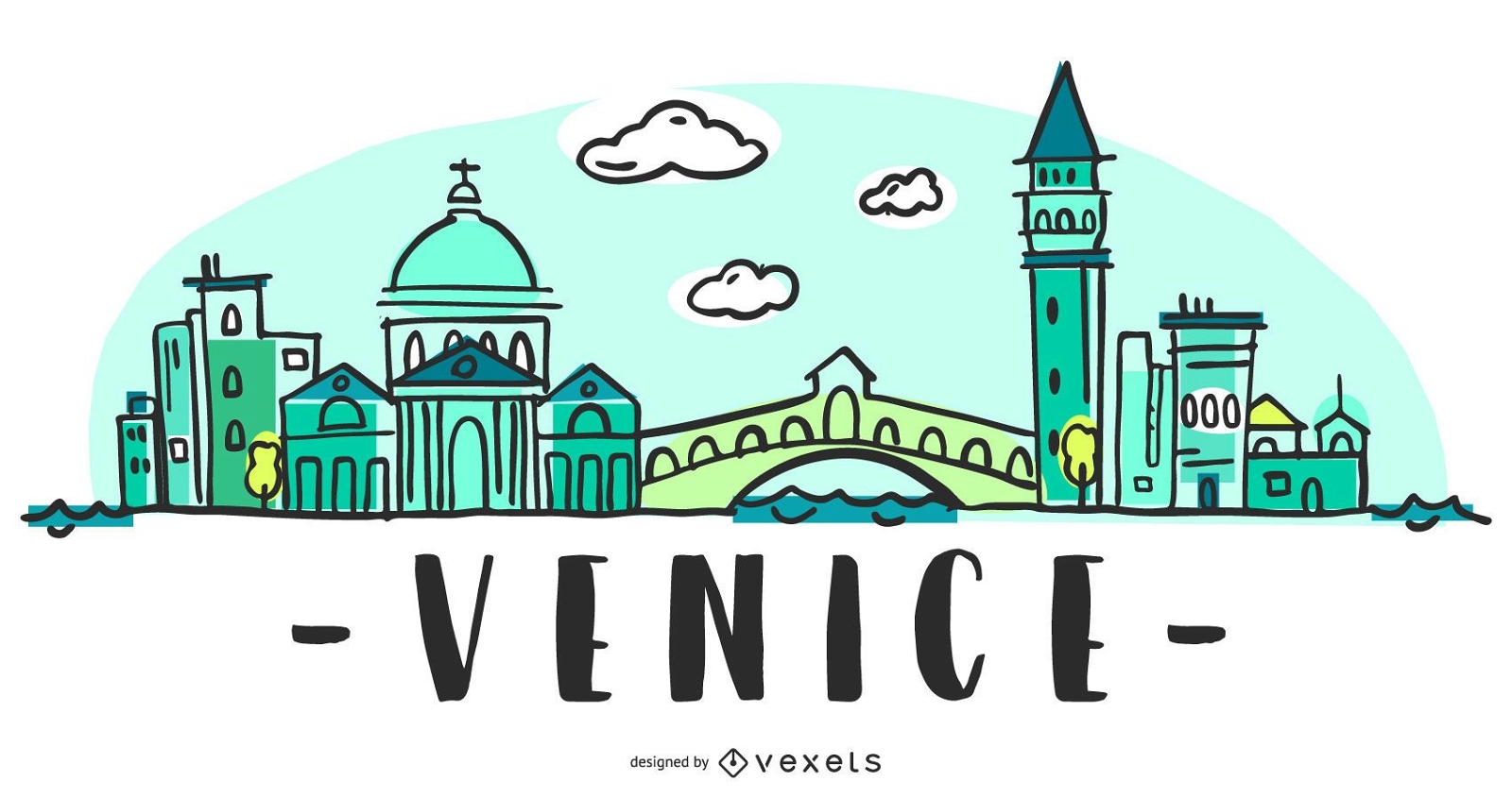 Ilustração do horizonte de Veneza