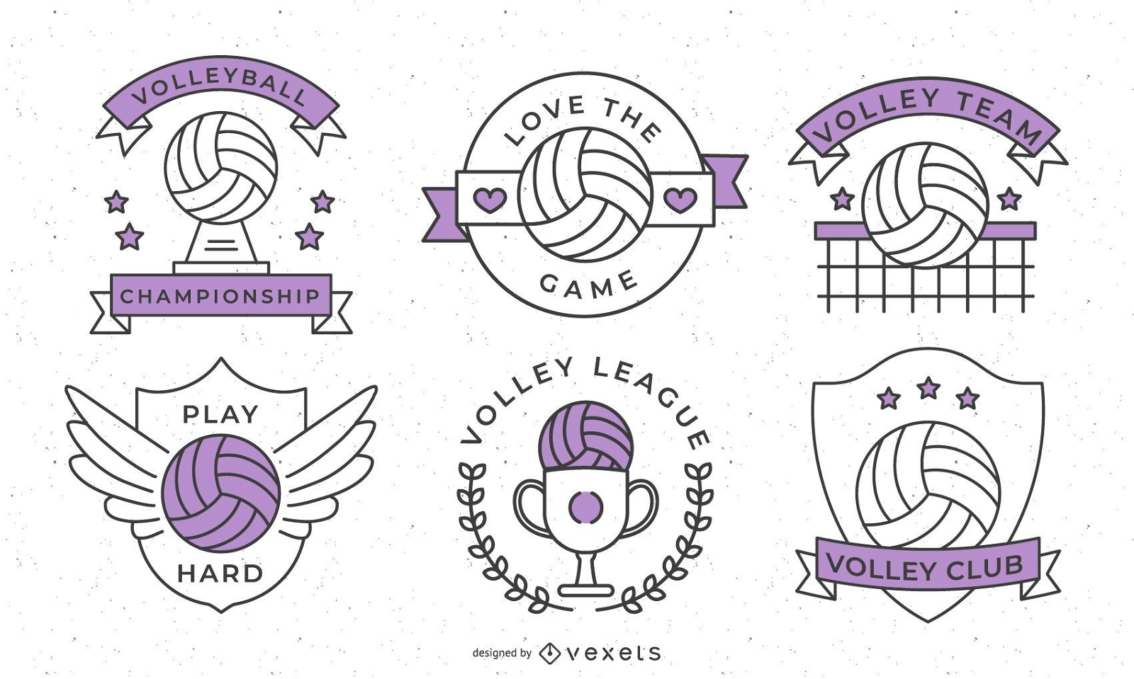 Diseño de insignias deportivas de voleibol