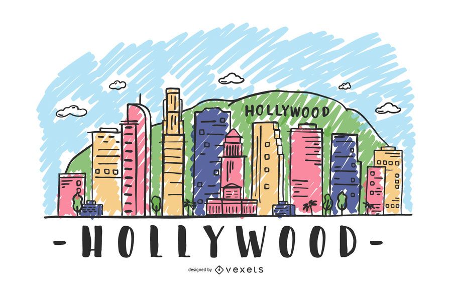 Ilustración del horizonte de hollywood Ilustración del horizonte de hollywood