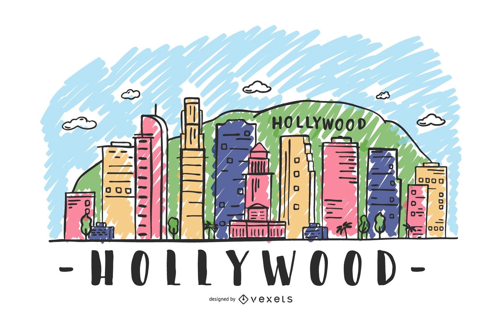 Ilustração do horizonte de Hollywood
